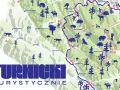 Mapa turystyczna **Turnicki Park Narodowy** z zaznaczonymi szlakami, zwierzętami i nazwami miejscowości.