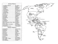 Mapa przedstawia kraje Ameryki Północnej i Południowej z ich stolicami. Zaznaczone są m.in. Kanada, USA, Meksyk, Brazylia, Argentyna.