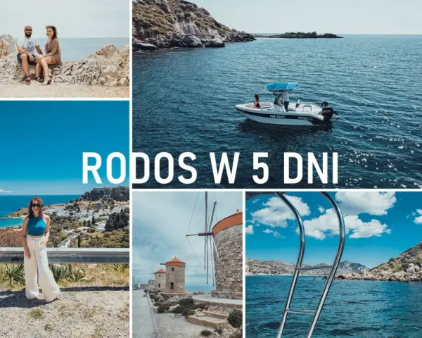 Rodos w 5 dni: para na skałach, łódź na morzu, widok na Lindos, wiatraki i kąpiel w turkusowej wodzie. Odkryj najpiękniejsze miejsca!