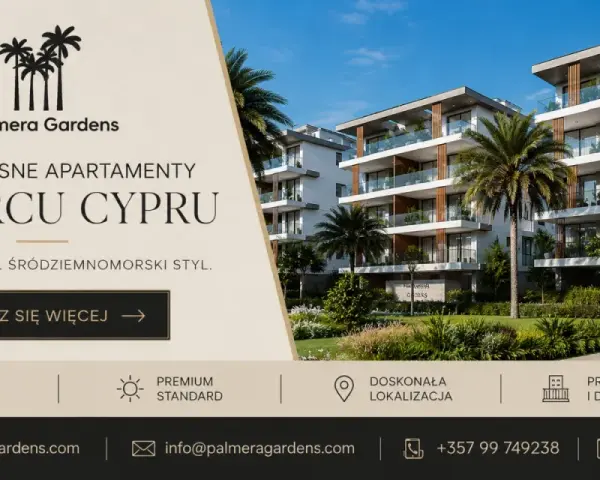 Nowoczesne apartamenty Palmera Gardens w sercu Cypru. Tak, Cypr jest w UE! Luksus, spokój, śródziemnomorski styl.