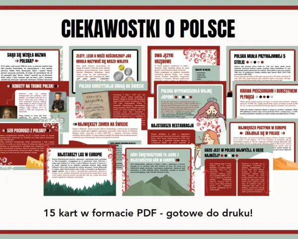 Ciekawostki o Polsce: nazwa, waluta, konstytucja, lasy, góry, pustynia, zamki, stolice, wojna z Japonią, restauracja, bursztyn, pieczarki, kobiety na tronie, ser.