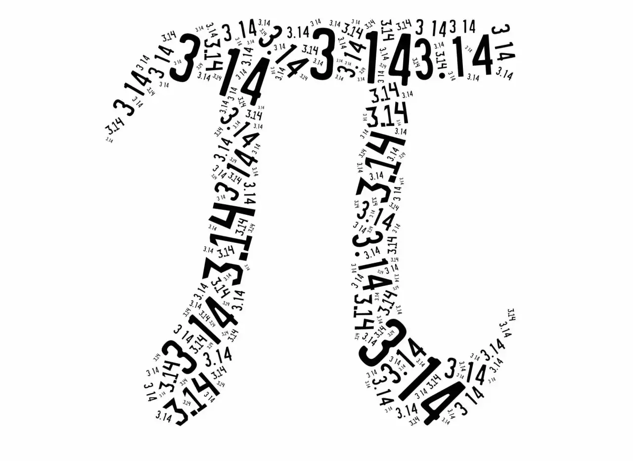 Symbol Pi utworzony z liczb 3.14. Ciekawe liczba pi w artystycznej formie.